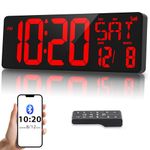 XREXS 17 Inch Large Digital Wall Clock, Bluetooth Sync Time, Auto-Dimming Clock, Date/Week/Temperature/Timer/Alarm Clock, Plug-in Large Digital Clock for Home, Gym, Office and Classroom