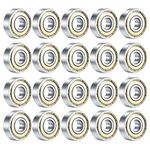 20PCS Skateboard Bearings, 608ZZ Double Shielded Ball Bearings, Small Bearing Replacement Parts for Longboard Roller Skates (Silver)