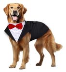 Buraq Pets Dog Tuxedo Dress Suit Bandana Set, Bow tie, Wedding Party Suit, for Small Medium Large, Male and Female Dogs Golden Retriever, Labrador, shitzu, Pug (XXL - Black)