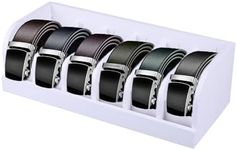 CLBDRESS Belt Organizer for Closet, 6 Compartments Belt Storage Box, Bamboo Display Case for Tie, Watches and Belt, Belt Holder Storage Organizer for Men Women, Gift for Husband, Family, Friends