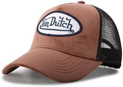 Von Dutch Unisex Trucker Hat - Velvet Curved Bill Mesh Back Retro Classic Adjustable Snapback Baseball Cap for Men and Women, Size One Size, Mahogany