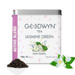 Goodwyn Jasmine Green Tea (100g) | Real Jasmine Flowers | Low Caffeine Herbal Tea | Non Bitter | Reusable Tin Can | Premium Hamper Gift Souvenir
