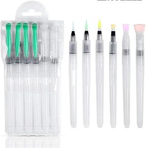 UmI. Plastic Umi 6Pc Empty Water Color Brush Pen Set, Watercolor Paint Pens For Painting, Nylon Bristle