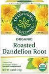 Traditional Medicinals Organic Roasted Dandelion Root Herbal Tea, Supports Healthy Digestion, (Pack of 3) 48 Tea Bags Total