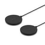 Belkin Quick Charge Wireless Charging Pad - 10W Qi-Certified Charger Pad for Apple iPhone, Samsung Galaxy, Airpods Pro & More, Charge While Listening to Music, Streaming Videos - 2-Pack Black (No PSU)