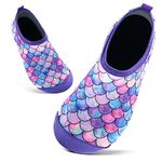 Kids Swim Water Shoes Toddlers Baby Aqua Socks Quick Dry Pool Beach Barefoot for Girls Children(Pink Purple YL,8.5/9 UK Child,26/27 EU)