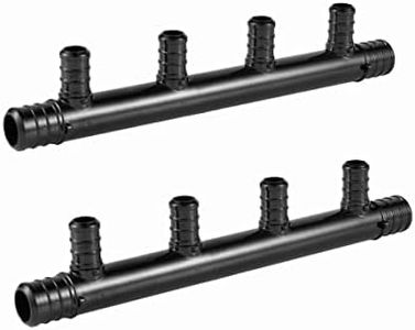 (Pack of 2) EFIELD Open Poly PPSU Barb Crimp Pex Manifold: 3/4 Trunk, 1/2" Port (4 Ports)