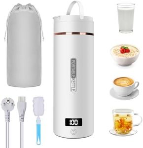 Bouilloire Portable de Voyage, Mini Bouilloire Électrique en Acier Inoxydable 316 avec 6 Témpérature Réglable, 450ML 3 en 1 Tasse de Chauffage Rapide Portative, pour Extérieur, Voyage