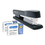 Rapesco 1602 Germ-Savvy Antibacterial Marlin Stapler, 25 Sheet Capacity and 2000 26/6 mm Staples, Black