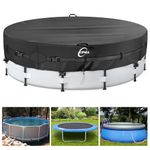 Kipiea 420D 12Ft Above Ground Pool Cover with Full Surround Straps and 4 Wind-Resistant Buckles for Round Above Ground Pool Cover, Winter Pool Cover, Solar Pool Cover, etc.