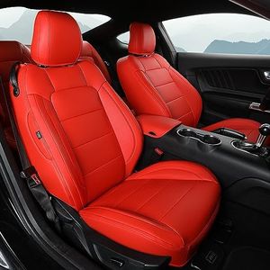 GIANT PANDA Customized Full Set Car Seat Covers Fit Ford Mustang Coupe Hardtop 2015 2016 2017 2018 2019 2020 2021 2022 2023 2024 2025 2026- (Red)
