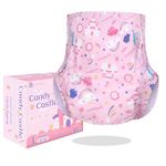 Landofgenie Adult Diapers Pink Printed Diaper Incontinence Underwear Large Overnight Diapers With Tabs 10 Pieces (Medium 28"-38")