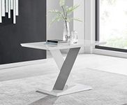 Furniturebox UK Monza 4 Seat White and Grey High Gloss Rectangular Dining Table Modern Contemporary Table Design