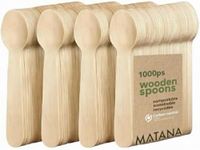 MATANA - Disposable Wooden Cutlery Eco-Friendly 100% Natural Wood - Biodegradable & Compostable (Spoons, 1000 Pack)