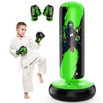 QPAU Larger Stable Punching Bag for Kids, Tall 66 Inch Inflatable Boxing Bag, Gifts for Boys & Girls Age 5-12 for Practicing Karate, Taekwondo, MMA and to Relieve Pent Up Energy in Kids and Adults