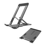 Portronics Modesk One Universal Mobile & Tablet Holder with 5 Adjustable Angles, Foldaway Design, Horizontal View Support Lightweight Easy to Carry, Grey