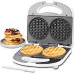 SugarWhisk Double Mini Waffle Maker & Iron, Chaffle Maker, 2 x 4-Inch Waffle Machine, Small Waffle Iron for Waffles, Keto Chaffles, Hash Browns & Cookies, 230V, UK Plug, White