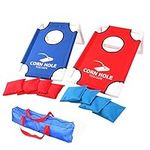 Collapsible Cornhole-Portable Lightweight Corn Hole Set Cornhole Game Set-With 2 Cornhole Boards-8 Cornhole Bean Bags-Indoor Outdoor Yard Toss Game(Blue-Red)