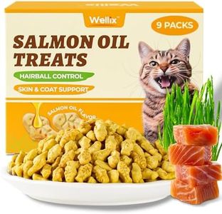 Wellix 16oz/450g Cat Treats for Indoor Cats - Salmon Oil Flavor Cat Biscuits - Healthy Kitten Snacks for Cats Grass & Salmon - Joint Support & Healthy Skin