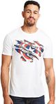 Marvel Men's Captain America Torn T Shirt, White, L UK