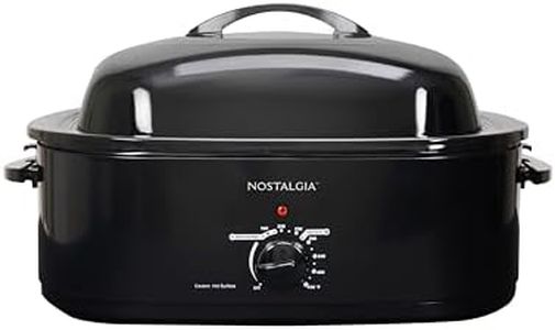 HomeCraft Nostalgia Electric Roaster Oven, 18-Quart Capacity for Turkey, Chicken, Meat, Vegetables, Full-Range Temperature Control, Lift-Out Rack, and Removable Enamel Pot Included, Black