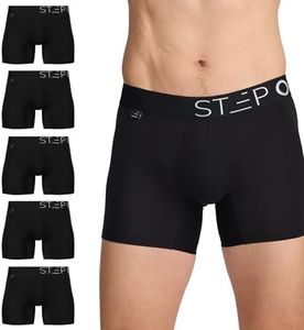 STEP ONE Mens Underwear Trunk Briefs, 5 Pairs, Underwear for Men, Moisture Wicking, 3D Pouch + No Ride Up Trunk Briefs for Men Black 2XL