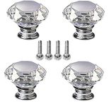 nuosen 4 pcs Crystal Knobs, 40 mm Diamond Drawer Cabinet Door Pull Crystal Door Handles with Screws for Home Kitchen Office Chest Bin, Dresser