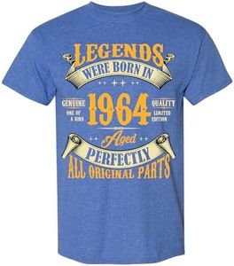 60th Birthday Shirt for Men, Legends Were Born in 1964, Vintage 60 Years Old T-Shirt, Blue Heather, XX-Large