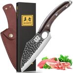 ENOKING Viking Boning Knife with Sheath, 6.1" Japanese Kitchen Knife for Meat Cutting, Hand Forged Chef Knife Meat Cleaver for Kitchen, Camping, Outdoor