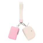 Mum's Memory Mini Zip Around Wristlet Wallet for Women Dual Pouch Wristlet Portable Keychain Wallet Coin Purse Mini Women Coin Pocket, Pink+White, Bb009