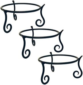 Achla Wrought Iron Stands, Black, 9.5" dia., Pack of 3