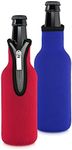 kwmobile Set of 2 Neoprene Bottle Coolers Sleeves for 330ml Bottle - Keep Beer, Soda, Soft Drinks Cool - Blue/Red