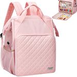 HOMEST Knitting Bag Backpack, Crochet Storage Organizer, Large Yarn Holder with Custom Front Pocket for Crochet Accessories and Supplies, Pink