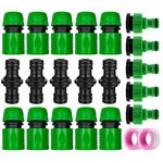 Garden Hose Tap Connector Hose Pipe Fittings Kit for Outdoor tap&Join Hose Pipe Tube,10 Hose End Quick Connector,5 Double Male Snap Connector,5 Hose Tap Connector 1/2&3/4 Inch Size 2-in-1,2 PTFE Tape