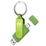 MOSDART 256GB USB C Dual Flash Drive Speed Up to 150MB/s with Keychain - 2 in 1 OTG USB 3.1 Type-C Thumb Drive Memory Stick for USB-C Android Phones, iPhone 15, MacBook, iPad, Computers, etc. Green