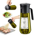 hoforife Glass Olive Oil Dispenser for Kitchen, 2 In 1 Oil Dispenser Bottle & Oil Sprayer for Cooking, Auto Flip Cap, 18oz Black (Light Blockage)