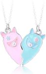 COLORFUL BLING BFF Gift 2Pcs Lovely Magnetic Avocado Whale Dophin Alpaca Ghost Love Heart Pendant Necklace Set Matching Necklace for Sisters, 1, Resin, No Gemstone