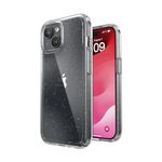 Speck Clear iPhone 15 Case - Slim, Drop Protection - for iPhone 15, iPhone 14 & iPhone 13 - Scratch Resistant, Anti-Yellowing, 6.1 Inch Phone Case - GemShell Platinum Glitter