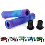 Kutrick Handle Bar Grips 145mm Soft Flangeless Longneck Grips for Pro Stunt Scooter Bars and BMX Bikes Bars (Purple/Blue)