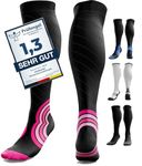 aZengear Compression Socks (20-30mmHg) Anti DVT Air Flying Knee-High Flight Travel Stockings, Swollen Legs, Varicose Veins, Running, Shin Splints Calf Pressure Support, Sports (Pink, S/M)