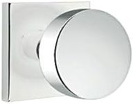 EMTEK Square Rosette Privacy Set with Matching Finish Round Knob - Choice of 7 Finishes - 5210ROUUS26 - Polished Chrome (US26)