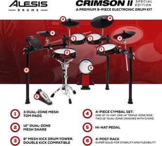 Alesis Crimson II SE Electronic Drum Kit – Mesh Pads, Complete Set