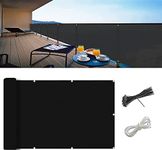 Balcony Privacy Screen, 3ftx16.4ft Outdoor Privacy Screen Deck Privacy Fence Mesh Windscreen Patio Screen Cover, Sun Shade UV-Proof Privacy Cover for Outdoor,Patio, Porch, Garden, Backyard (Black)