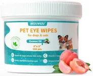 MEDUWEDU Eyes Wipes for Dogs & Cats 120 Counts, Grooming Kit Care for Dogs and Cats, Gently Remove Tear Stain, Eye Debris, Discharge, Mucus Secretions, Peach Scent