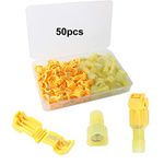 QitinDasen 50Pcs (25 Pairs) Premium T-Tap Wire Terminals Kit, T-Tap Self-Stripping Wire Connectors with Nylon Fully Insulated Male Quick Disconnect (Yellow)