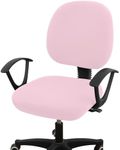 Smiry Stretch Printed Office Computer Chair Covers, Universal Washable Removable Desk Rotating Chair Slipcovers Protector, Seat + Backrest Cover - Pink