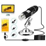 Microware 3 in 1 USB Microscope HD 1920x1080P Digital Microscope 50X to 1000X Magnification Mini Microscope Camera Magnifier with 8 LED and Metal Stand, Compatible with Mac Window 7 8 10 Android Linux