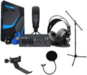 PreSonus AudioBox 96 Studio Recording Bundle (25th Anniversary Black) with Mic Stand, Headphone Holder & Pop Filter Kit