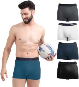 FREECULTR Men's Underwear Anti Bacterial Micromodal Airsoft Trunk - Non Itch No Chaffing Sweat Proof - Ash Grey,Cloud White,Midnight Blue,Prussian Blue,Pot Black Size XL Pack 5
