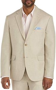 Oak Hill by DXL Men's Big and Tall Jacket-Relaxer Linen-Blend Suit Jacket Flax 4XLT